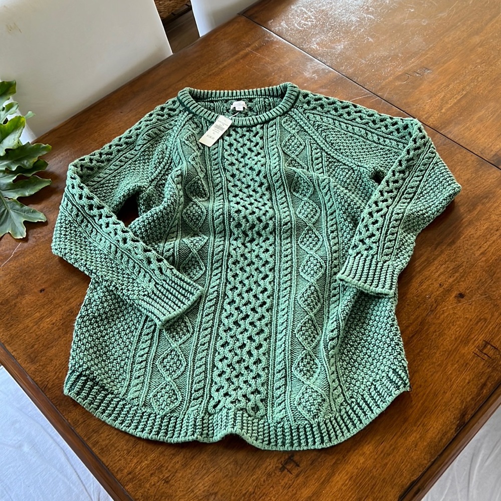 LL Bean Fisherman’s Knit Tunic Sweater - XL - Black Forest Green!